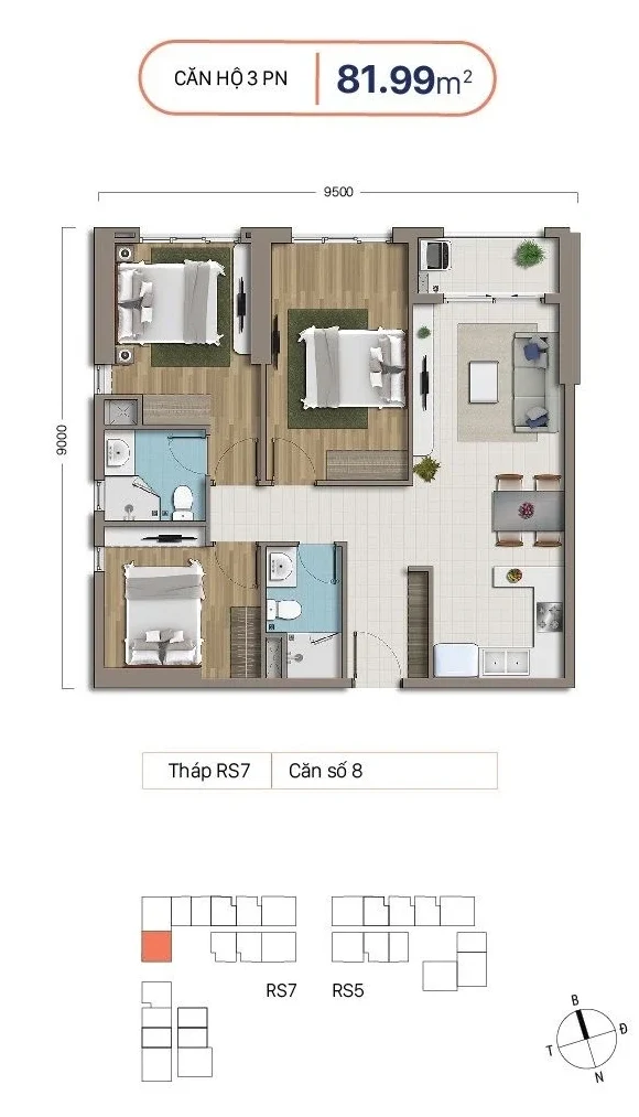 căn hộ 3 phòng ngủ 81.99m² richstar tân phú