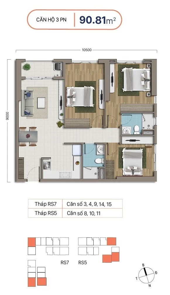 căn hộ 2 phòng ngủ 90.81m² richstar tân phú